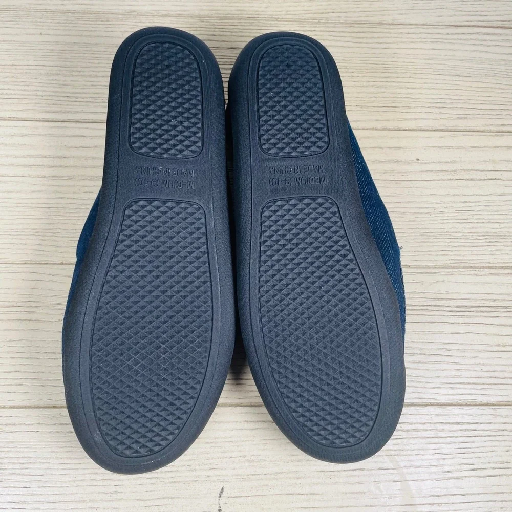 True Religion Denim Embroidered Logo Slip On Cozy Slippers Shoes‎ Mens M (9-10)